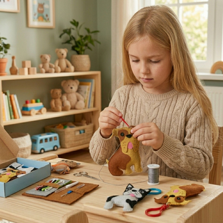 WOOPIE Zestaw do szycia dla dzieci PIESKI breloczek DIY