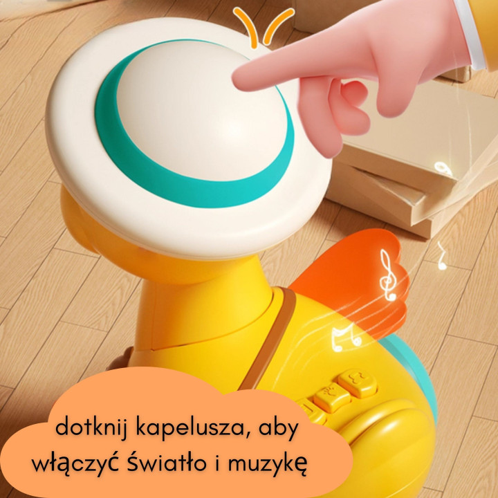 WOOPIE BABY Żółta Kaczuszka z Różowym Króliczkiem w Przyczepce do Ciąg