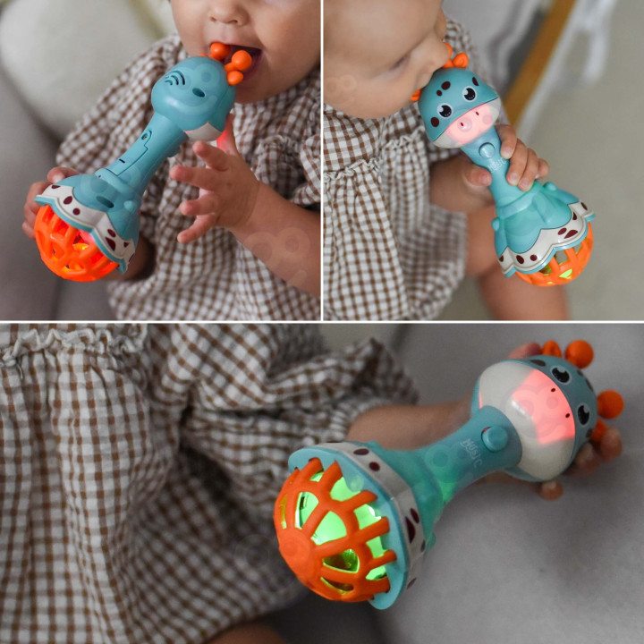 WOOPIE BABY Grzechotka Żyrafka Sensoryczna Gryzak z Muzyką Montessori 