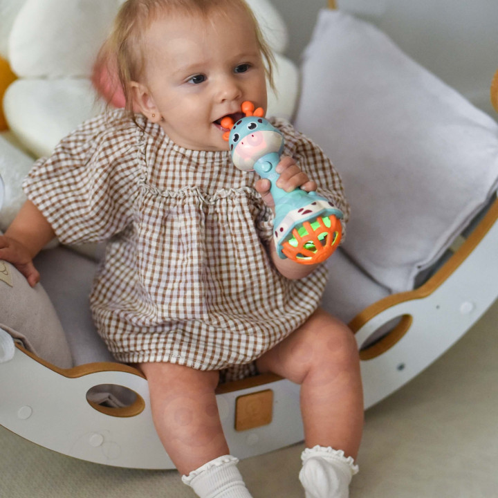 WOOPIE BABY Grzechotka Żyrafka Sensoryczna Gryzak z Muzyką Montessori 