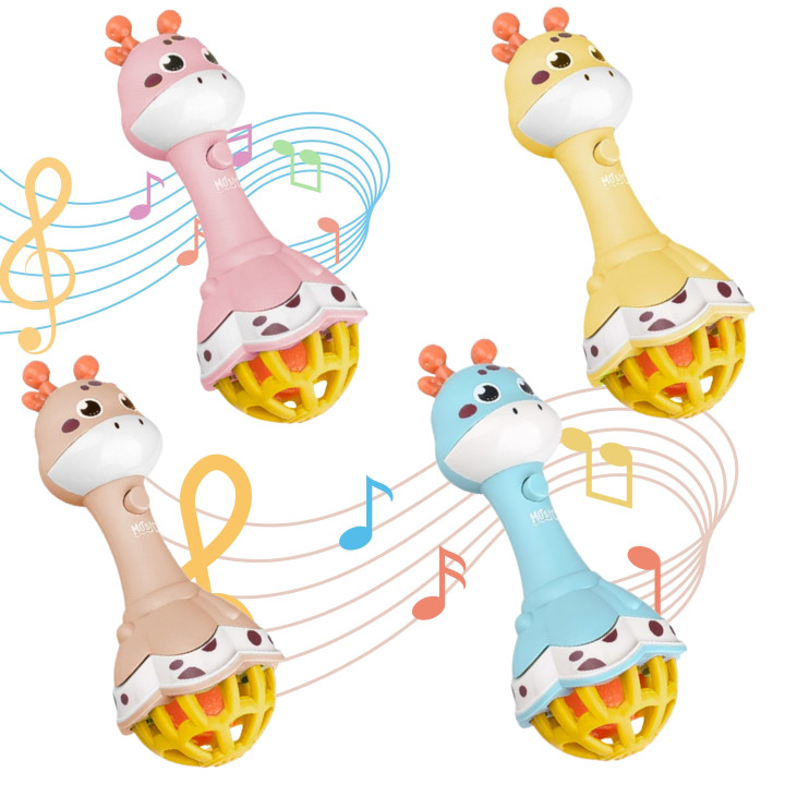 WOOPIE BABY Grzechotka Żyrafka Sensoryczna Gryzak z Muzyką Montessori 