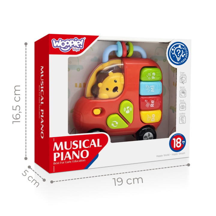 WOOPIE BABY Pianinko Interaktywne Autobus Lew Muzyczne Organki Dźwięki