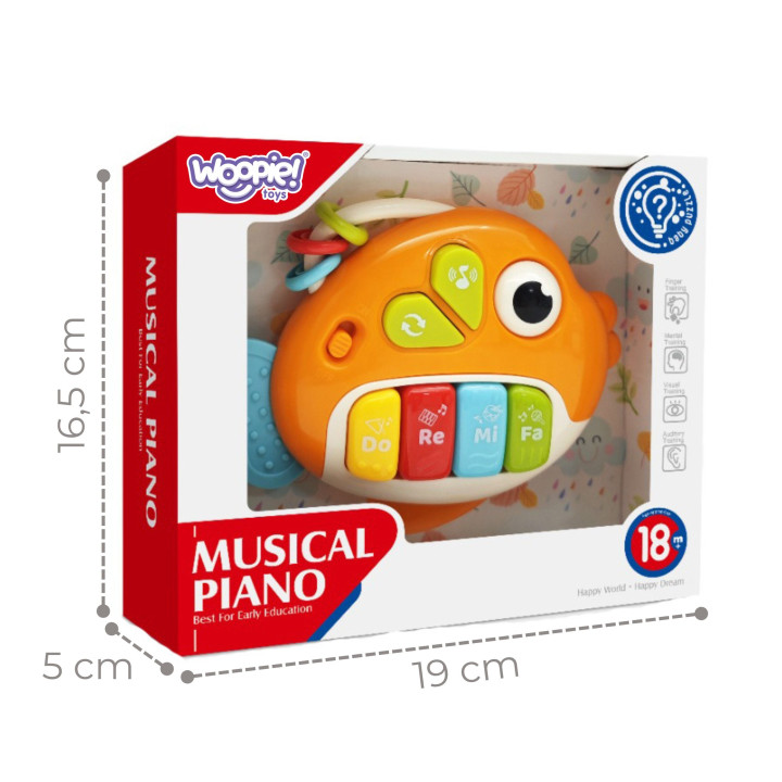WOOPIE BABY Pianinko Interaktywne Rybka Organki Muzyczne Dźwięki Świat