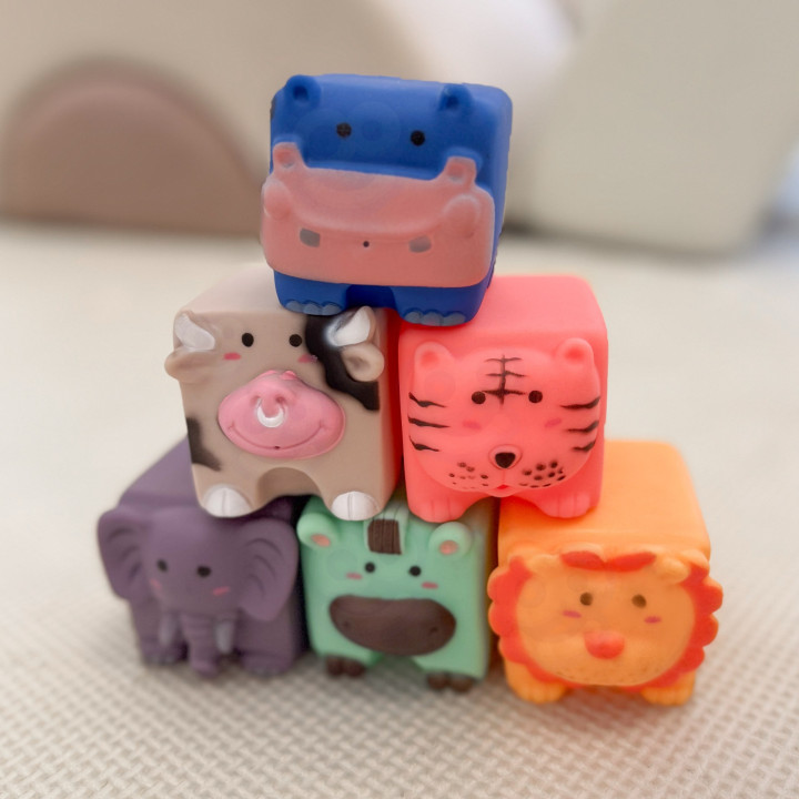 WOOPIE BABY Klocki Sensoryczne Zwierzątka Układanka do Ściskania + Dźw