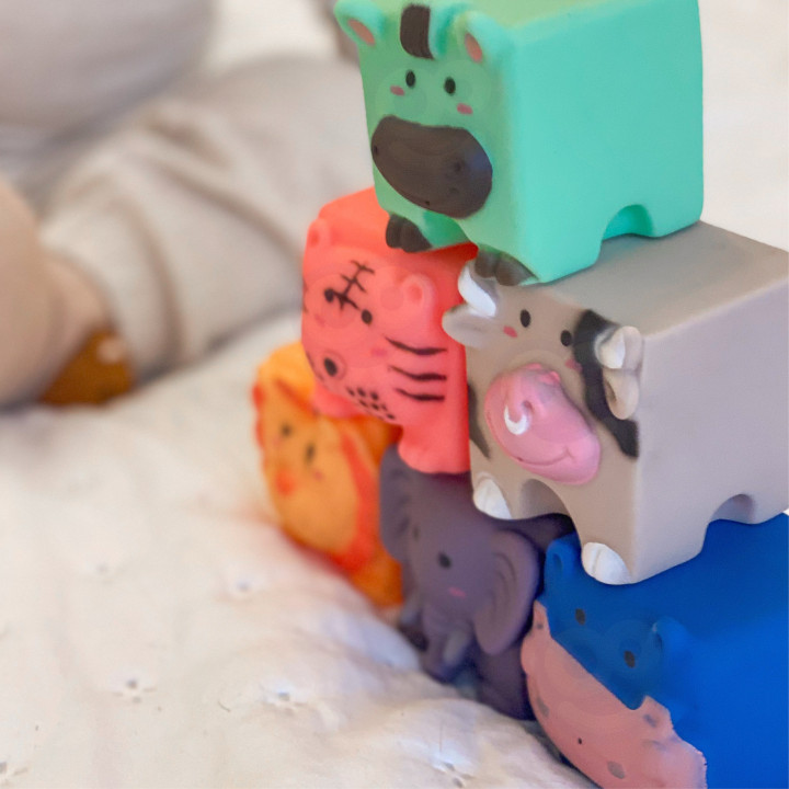 WOOPIE BABY Klocki Sensoryczne Zwierzątka Układanka do Ściskania + Dźw