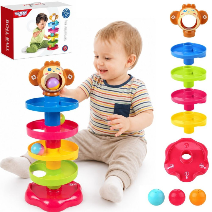 WOOPIE BABY Kulodrom Tor Kulkowy Zestaw Spirala + 3 Kulki