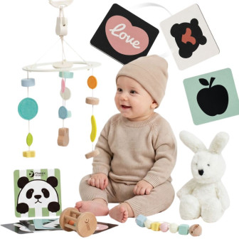 CLASSIC WORLD Prezent dla Niemowlaka Box Baby Shower Gryzak Przytulank