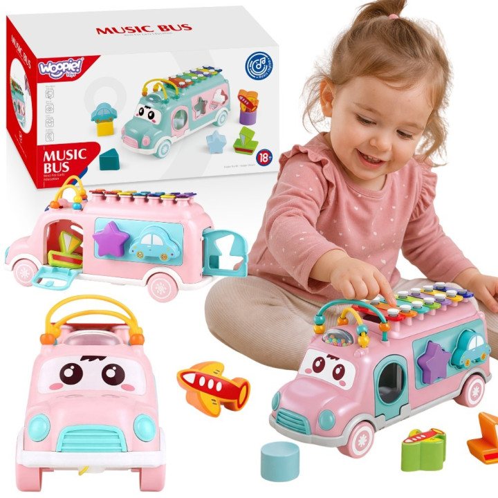 WOOPIE BABY Samochodzik Muzyczny Sorter z Cymbałkami Różowy