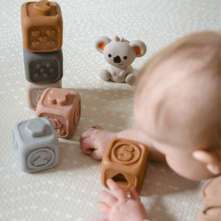 WOOPIE BABY Zestaw Edukacyjna Piramdka Klocki Sensoryczne 2w1 Gryzak C
