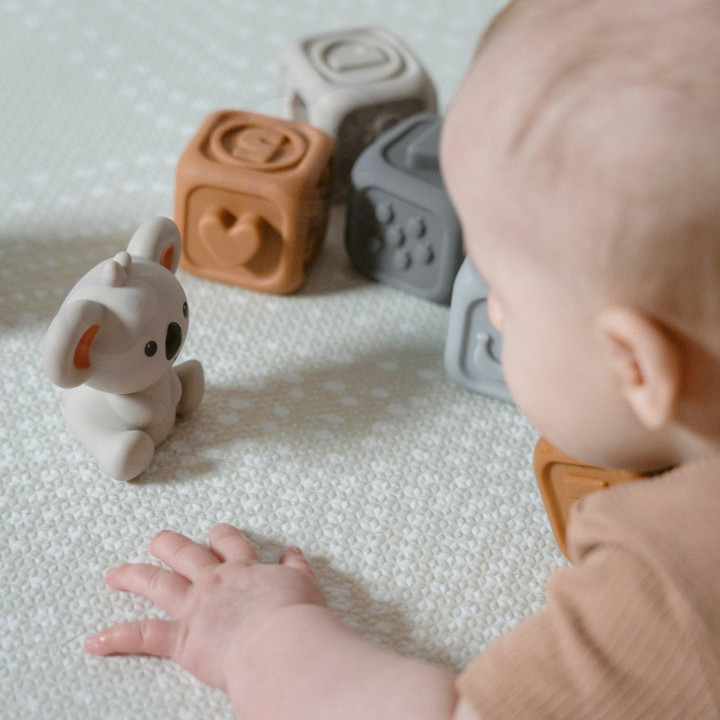 WOOPIE BABY Zestaw Edukacyjna Piramdka Klocki Sensoryczne 2w1 Gryzak C