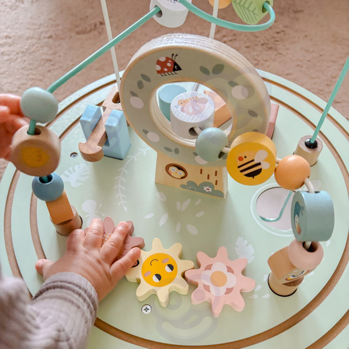 TOOKY TOY Drewniany Stół Aktywności Montessori Pętla Motoryczna