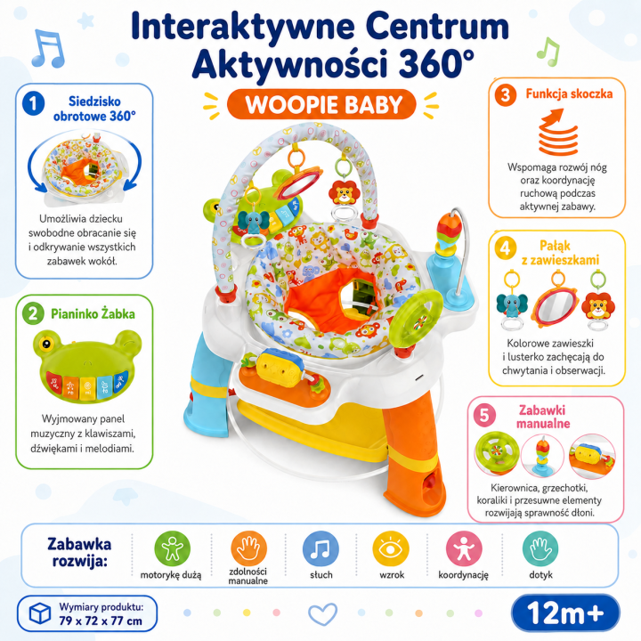 WOOPIE BABY Siedzisko Obrotowe Interaktywne Centrum Aktywności 12m+