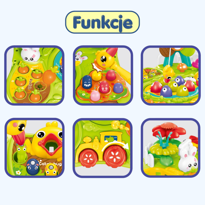 WOOPIE BABY Stolik Edukacyjny Interaktywny 2w1 Gra Łowienie Rybek Młot