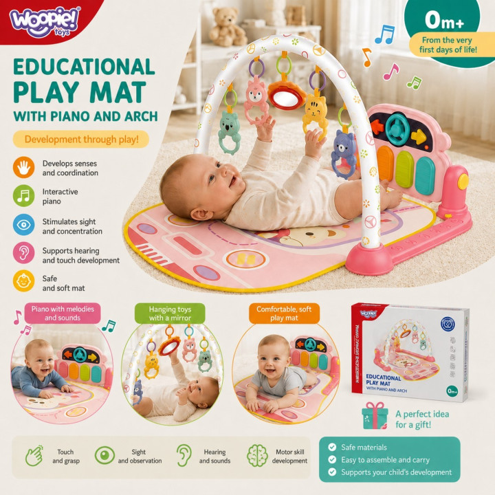 WOOPIE BABY Mata Edukacyjna Interaktywna Pianinko dla Niemowląt 3w1