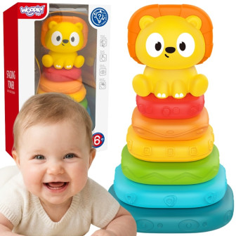WOOPIE BABY Piramidka Sensoryczna Wieża Układanka Lew 6m+