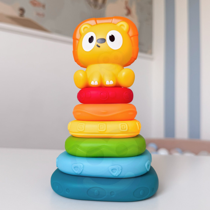 WOOPIE BABY Piramidka Sensoryczna Wieża Układanka Lew 6m+