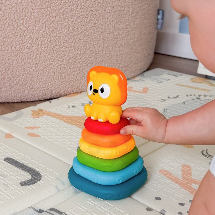 WOOPIE BABY Piramidka Sensoryczna Wieża Układanka Lew 6m+