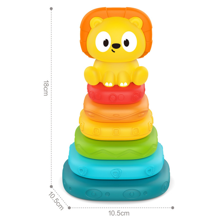 WOOPIE BABY Piramidka Sensoryczna Wieża Układanka Lew 6m+