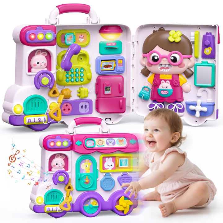 WOOPIE BABY Interaktywna Tablica Manipulacyjna Busy Car Walizka 3w1 Dź