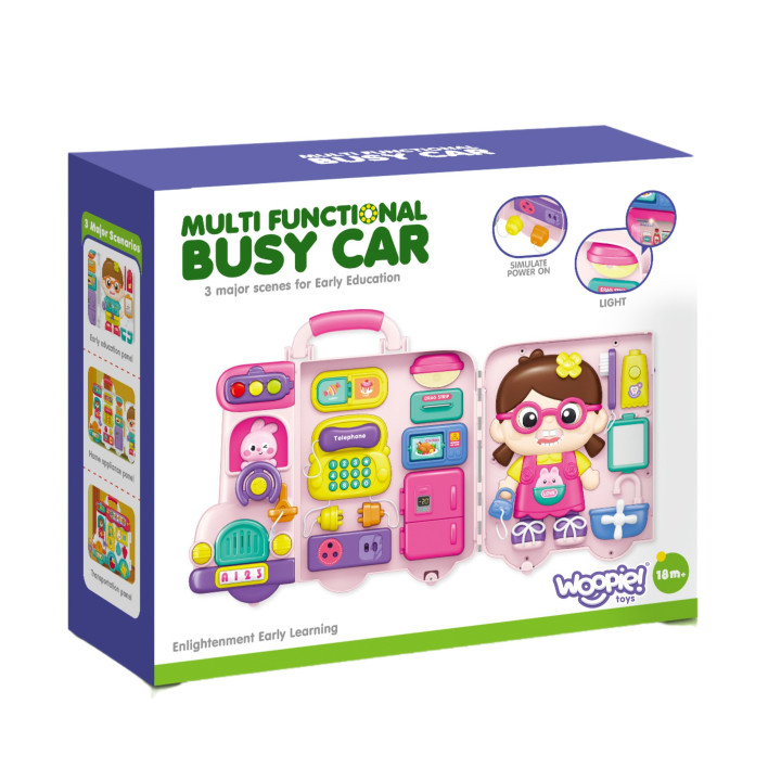 WOOPIE BABY Interaktywna Tablica Manipulacyjna Busy Car Walizka 3w1 Dź