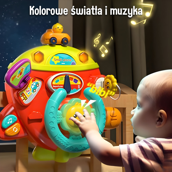 WOOPIE BABY Interaktywna Kierownica Samolot Pojazd na Łózeczko Wózek E