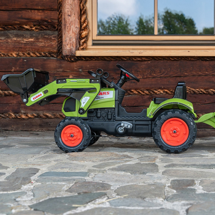 Falk Traktor na Pedały Claas z Przyczepą i Łyżką Zielony dla Dzieci 2-