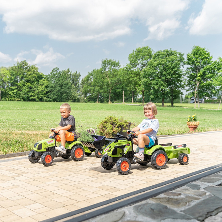 Falk Traktor na Pedały Claas z Przyczepą i Łyżką Zielony dla Dzieci 2-