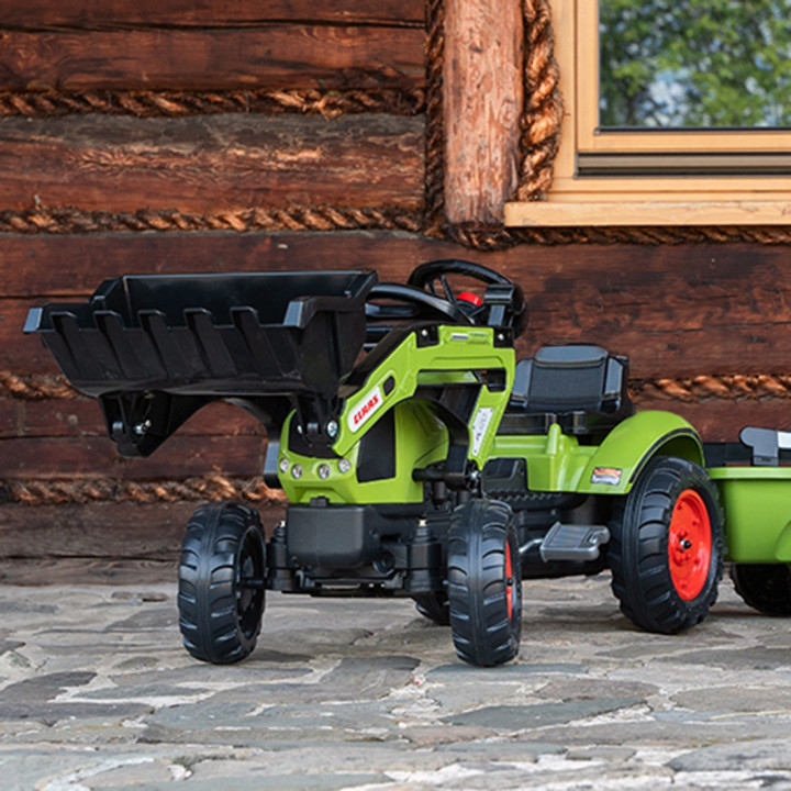 Falk Traktor na Pedały Claas z Przyczepą i Łyżką Zielony dla Dzieci 2-