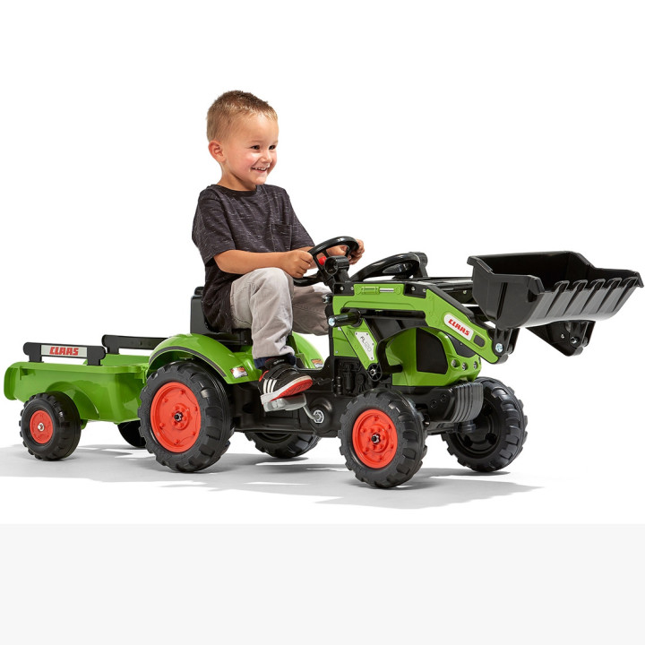 Falk Traktor na Pedały Claas z Przyczepą i Łyżką Zielony dla Dzieci 2-