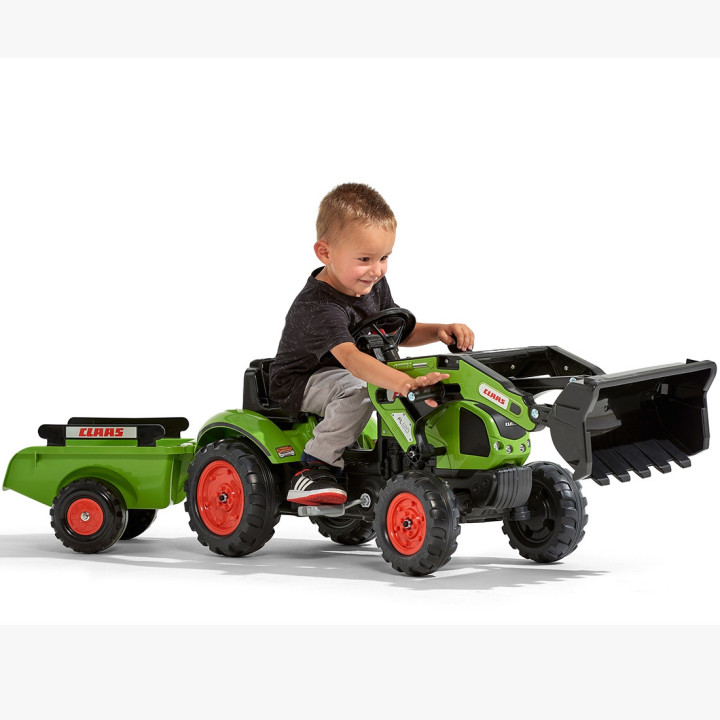 Falk Traktor na Pedały Claas z Przyczepą i Łyżką Zielony dla Dzieci 2-