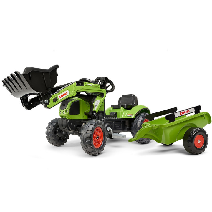 Falk Traktor na Pedały Claas z Przyczepą i Łyżką Zielony dla Dzieci 2-