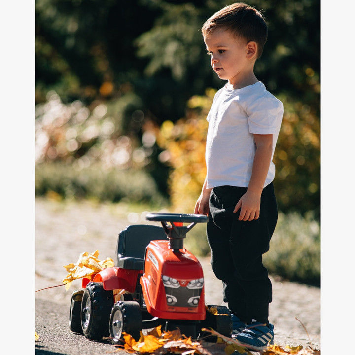 FALK Traktorek Baby Massey Ferguson Czerwony z Przyczepką + akc. od 1-
