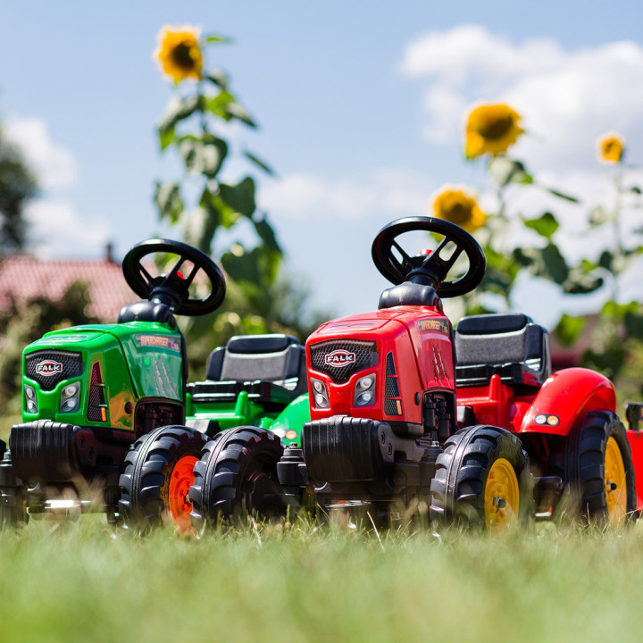 FALK Traktor na Pedały Supercharger z Przyczepą i Otwieraną Maską Czer