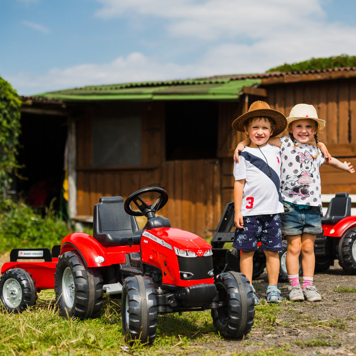 FALK Traktor na Pedały Massey Ferguson 8740S z Łyżką i Przyczepą 3-7 l