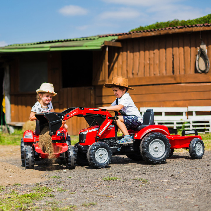 FALK Traktor na Pedały Massey Ferguson 8740S z Łyżką i Przyczepą 3-7 l