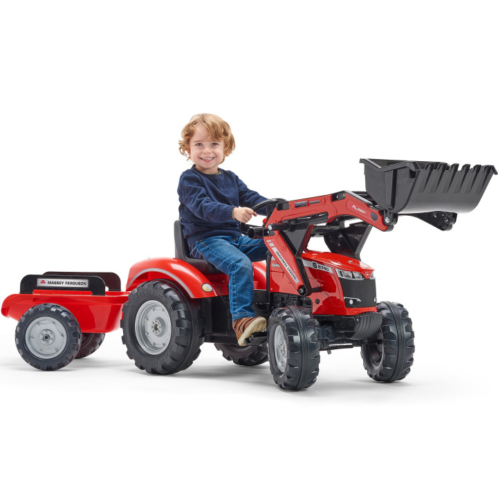 FALK Traktor na Pedały Massey Ferguson 8740S z Łyżką i Przyczepą 3-7 l