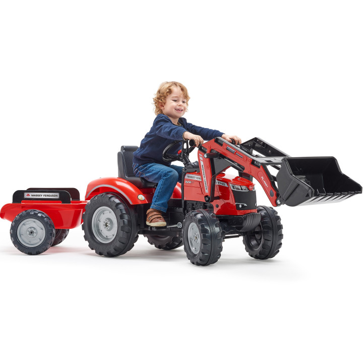 FALK Traktor na Pedały Massey Ferguson 8740S z Łyżką i Przyczepą 3-7 l