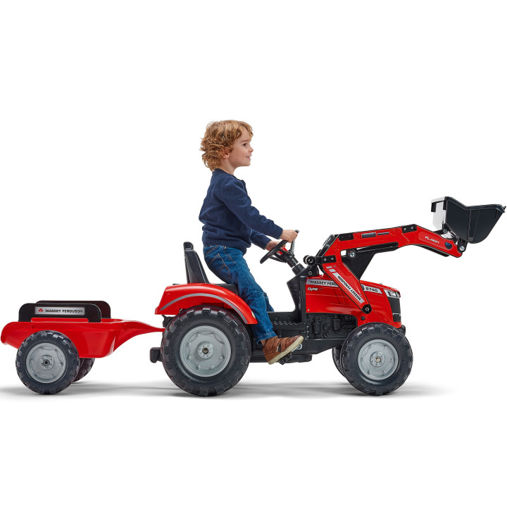 FALK Traktor na Pedały Massey Ferguson 8740S z Łyżką i Przyczepą 3-7 l
