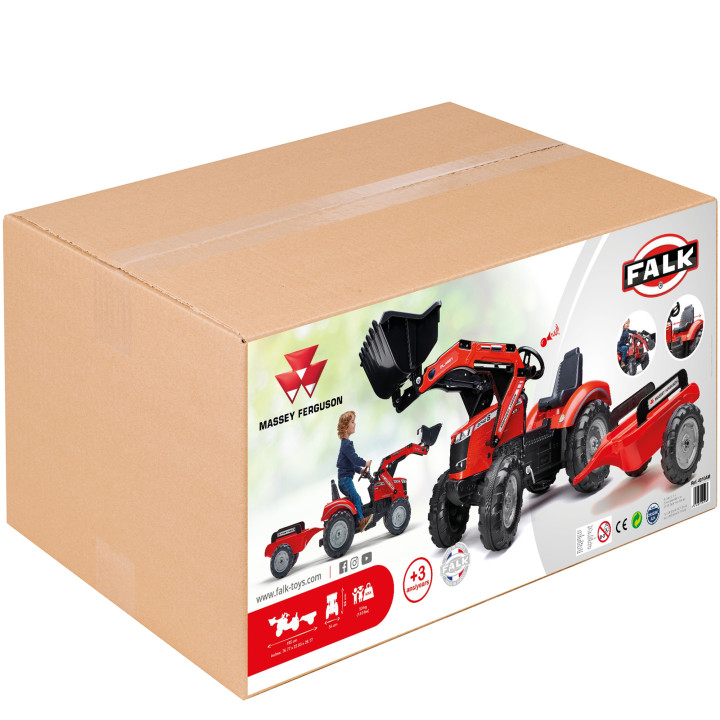 FALK Traktor na Pedały Massey Ferguson 8740S z Łyżką i Przyczepą 3-7 l