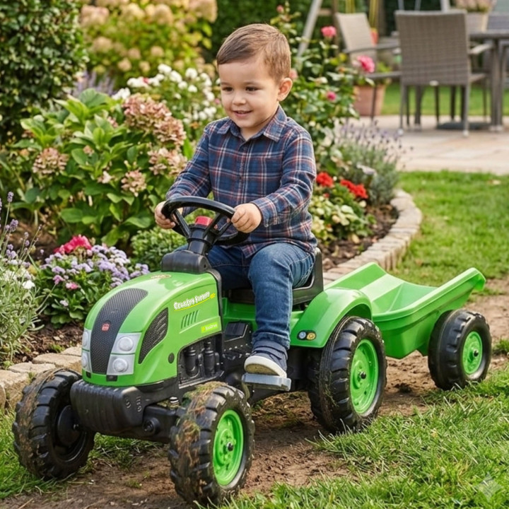 FALK Country Farmer Traktorek na Pedały z Przyczepką Zielony 2-5 lat