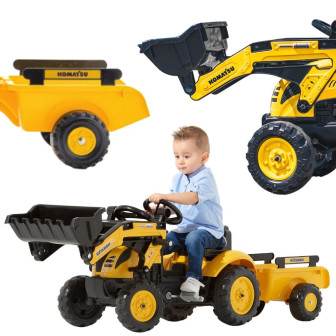 FALK Traktor na Pedały Koparka Komatsu z Przyczepą i Łyżką 2-5 Lat