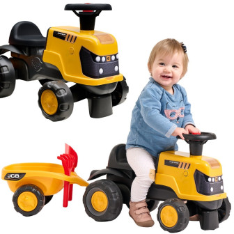 FALK Jeździk Traktor JCB Fastrac z Przyczepą Łopatką i Grabkami 1-3 la